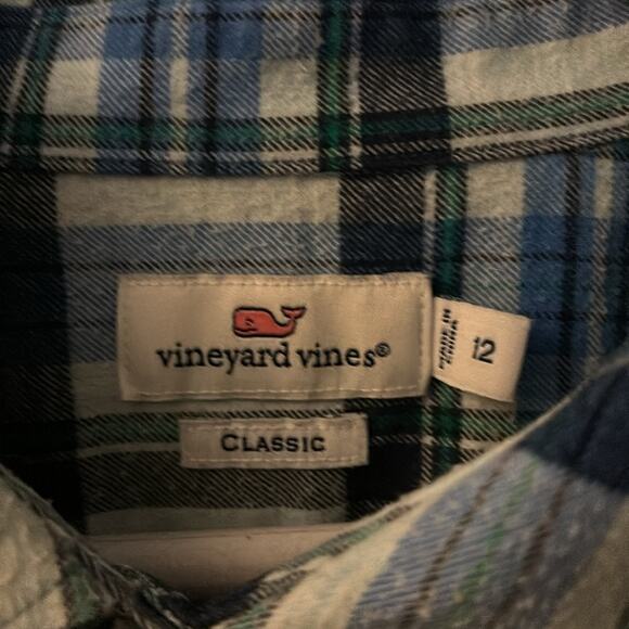 Vineyard Vines Women’s Blue Plaid Button Down Shirt 12  Preppy Classic Winter - Picture 8 of 8